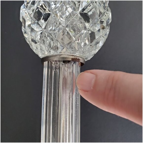 Mid-Century Hobnail Clear Glass Stacked 13" Candlestick Lamp Vintage Antique - Picture 9 of 9